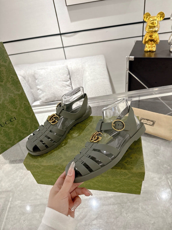 GC 25 Gold Double G Sandal Dark Green Rubber 292427
