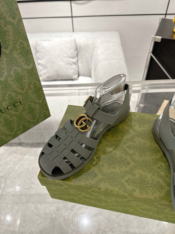GC 25 Gold Double G Sandal Dark Green Rubber 292427