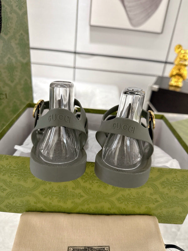 GC 25 Gold Double G Sandal Dark Green Rubber 292427