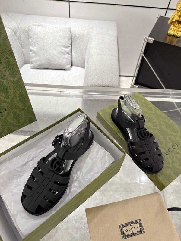GC 25 Black Double G Sandal Black Rubber 292432