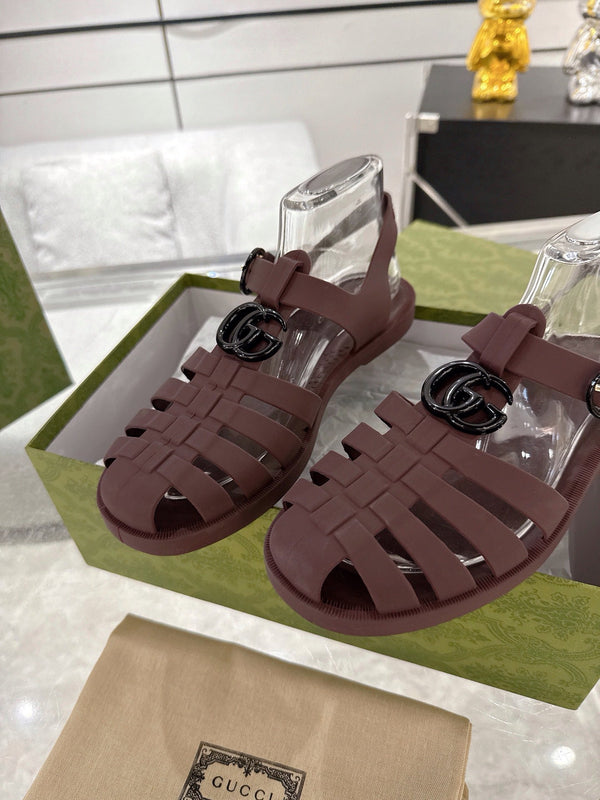 GC 25 Glossy Black Double G Sandal Bordeaux Rubber 292437