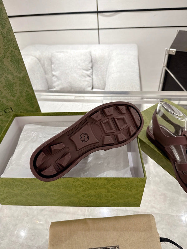 GC 25 Glossy Black Double G Sandal Bordeaux Rubber 292437