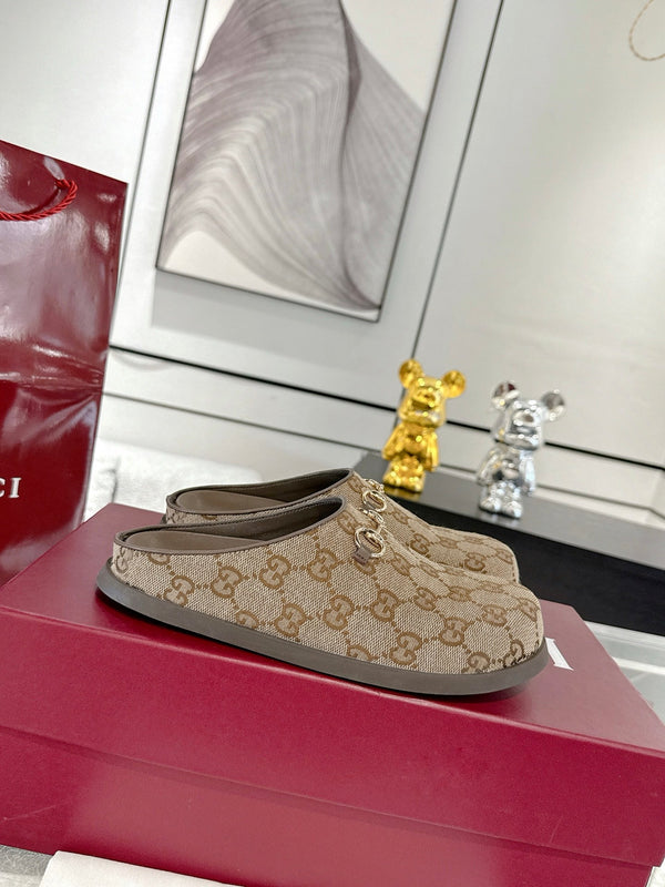 GC 25 Horsebit Mule Brown Monogram Canvas