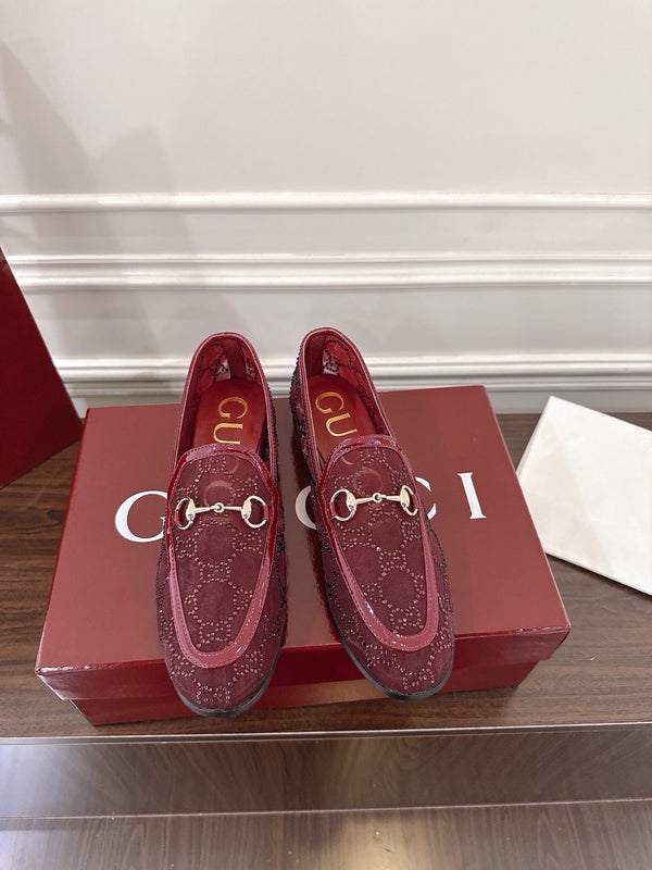 GG Jordaan Loafer Dark Red Mesh With Crystal