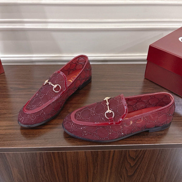 GG Jordaan Loafer Dark Red Mesh With Crystal