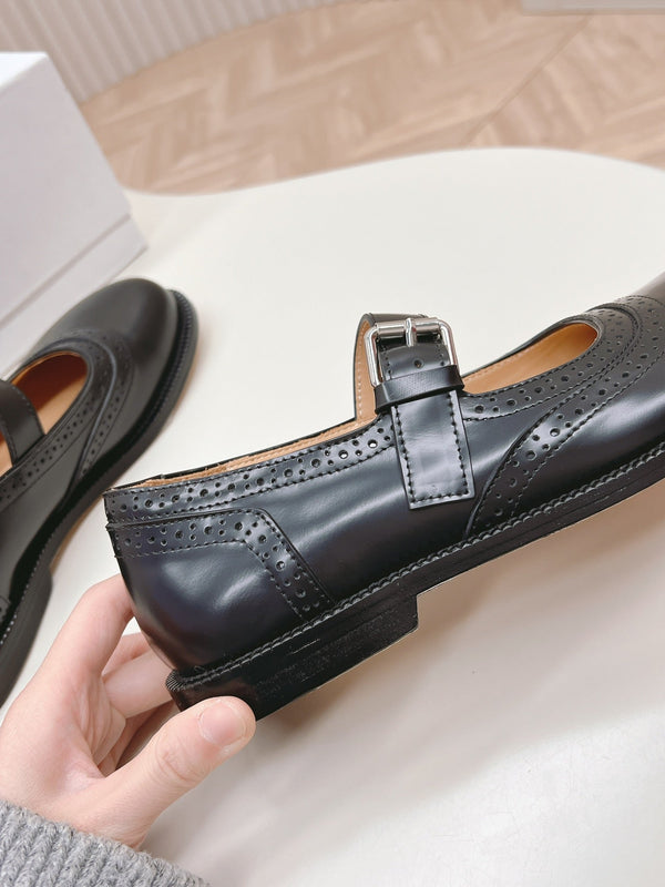 Loewe Campo Mary Jane Ballet Flat Black Cowhide