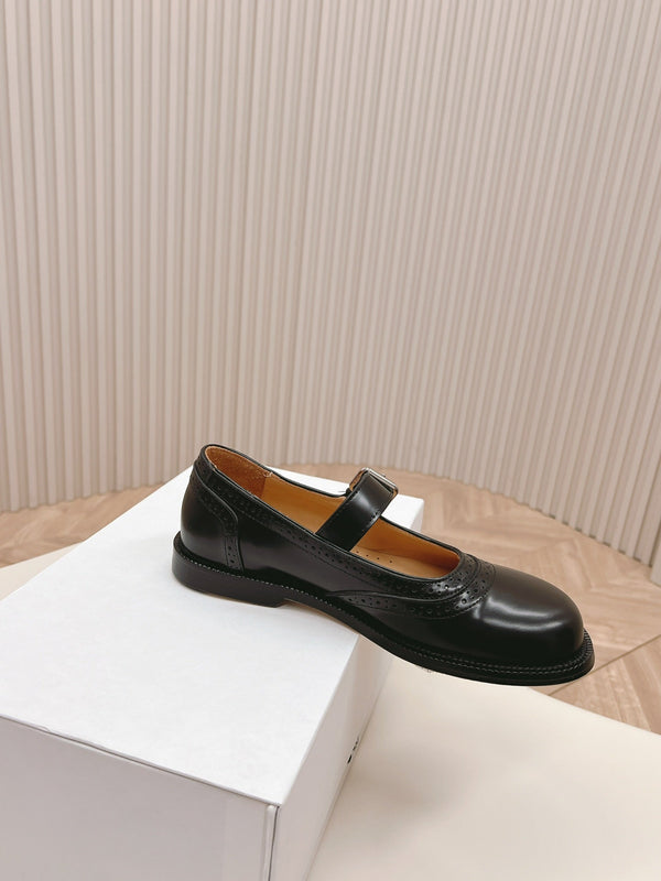 Loewe Campo Mary Jane Ballet Flat Black Cowhide