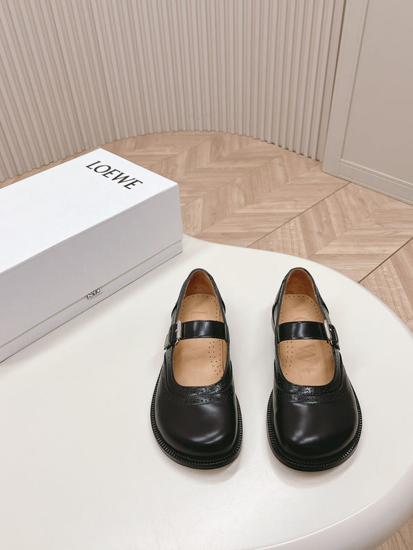 Loewe Campo Mary Jane Ballet Flat Black Cowhide