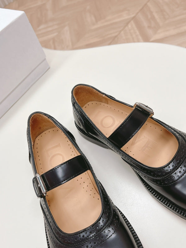 Loewe Campo Mary Jane Ballet Flat Black Cowhide