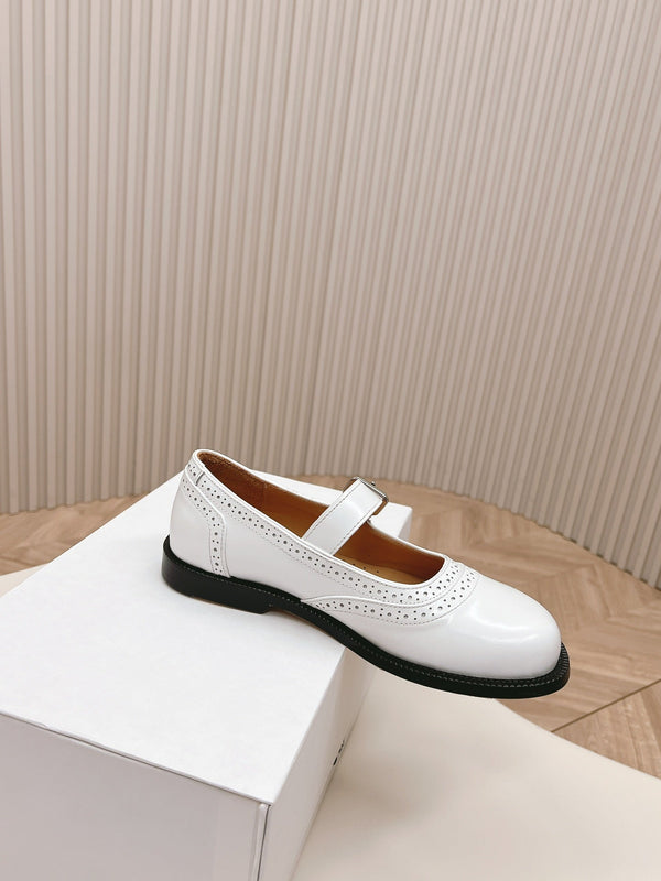 Loewe Campo Mary Jane Ballet Flat White Cowhide