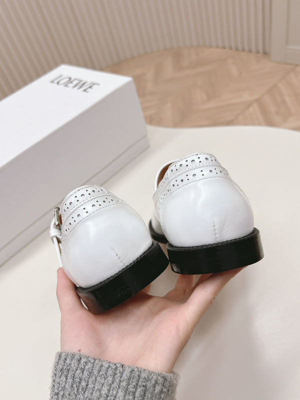 Loewe Campo Mary Jane Ballet Flat White Cowhide