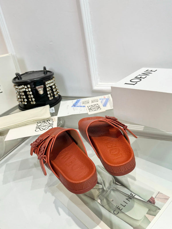 Loewe Ease Leather Slide Brown Sheepskin