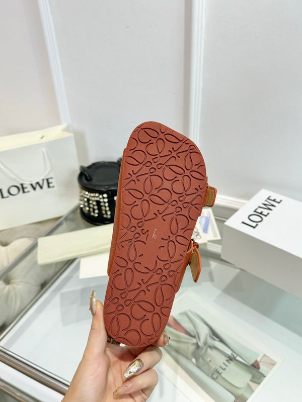 Loewe Ease Leather Slide Brown Sheepskin