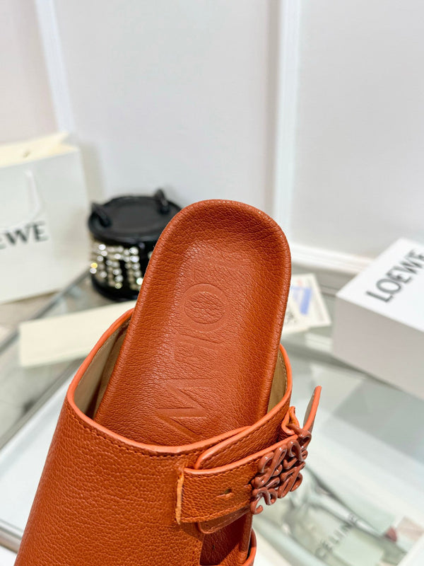 Loewe Ease Leather Slide Brown Sheepskin