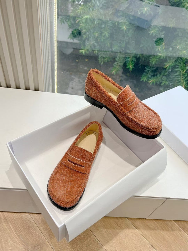 Loewe Campo Loafer Fire Orange Snowflake Cow Suede