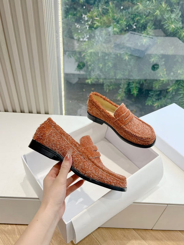 Loewe Campo Loafer Fire Orange Snowflake Cow Suede