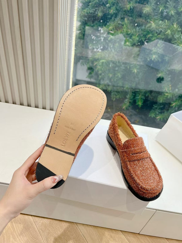 Loewe Campo Loafer Fire Orange Snowflake Cow Suede