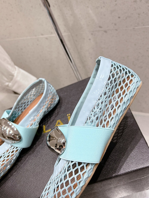 ballet flat jewel fishnet sky blue lambskin