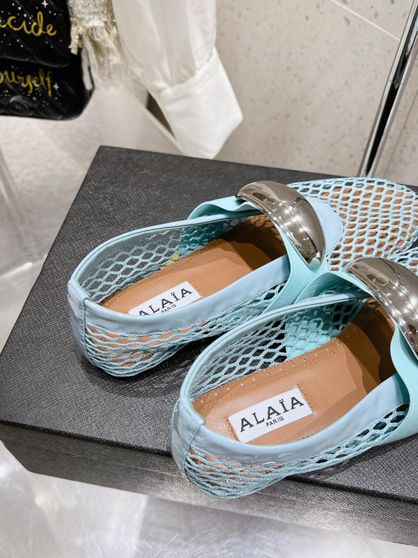 ballet flat jewel fishnet sky blue lambskin