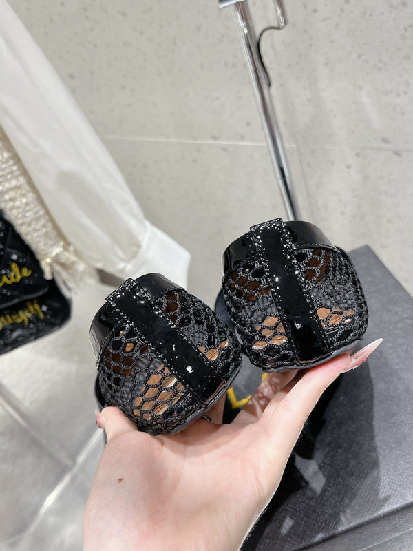 ALAIA MARY JANE SHOES IN BLACK MESH WITH BLACK - TONED HARDWARE