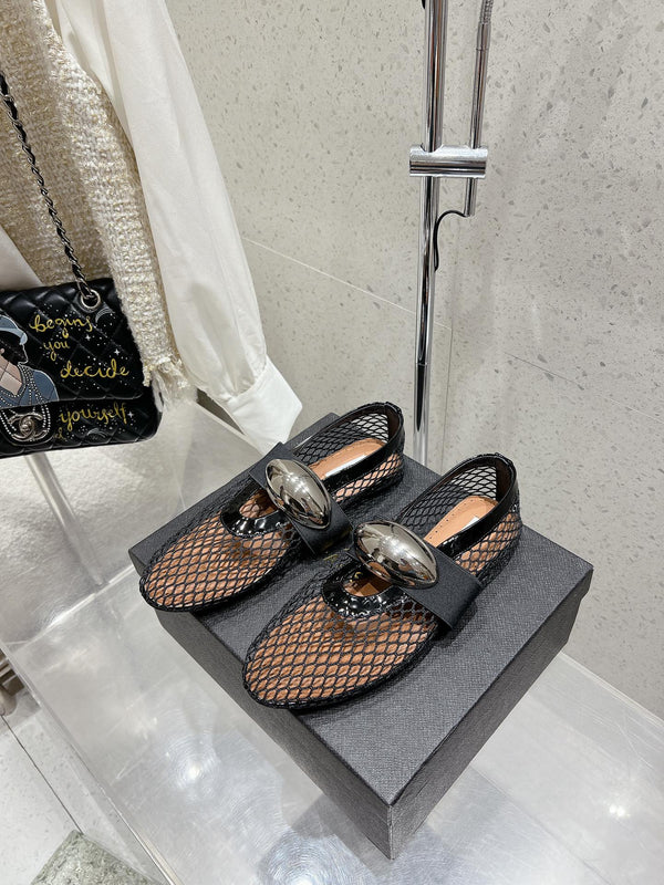 ALAIA MARY JANE SHOES IN BLACK MESH WITH BLACK - TONED HARDWARE