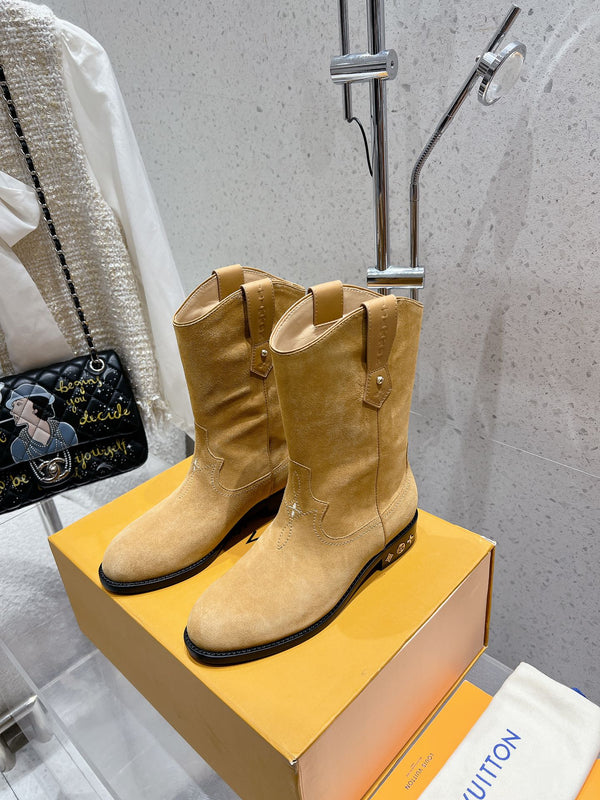 LV Rider Boot Beige Suede