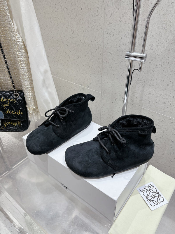 Loewe One-Piece Snow Boots Black Suede 435631