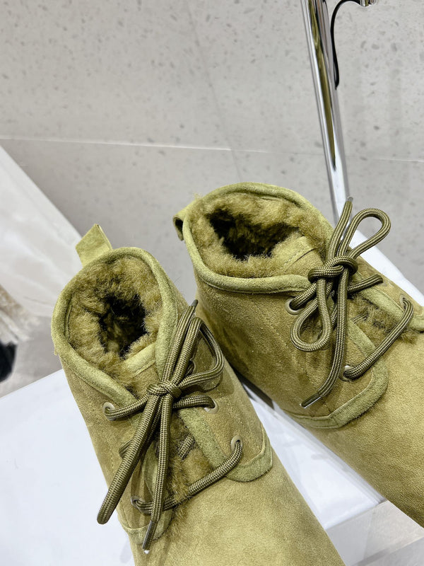 Loewe One-Piece Snow Boots Light Green Suede 435629