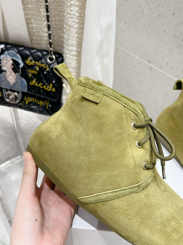 Loewe One-Piece Snow Boots Light Green Suede 435629