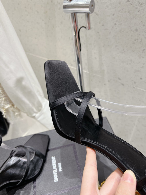 HIGH-HEEL 85 MM SANDAL MULE IN BLACK SILK