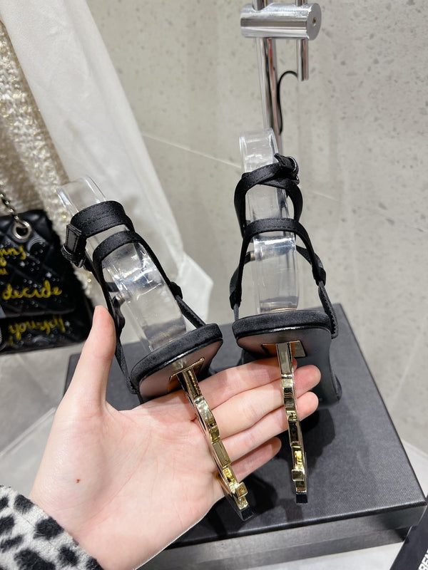 HIGH-HEEL 85 MM SANDAL MULE IN BLACK SILK