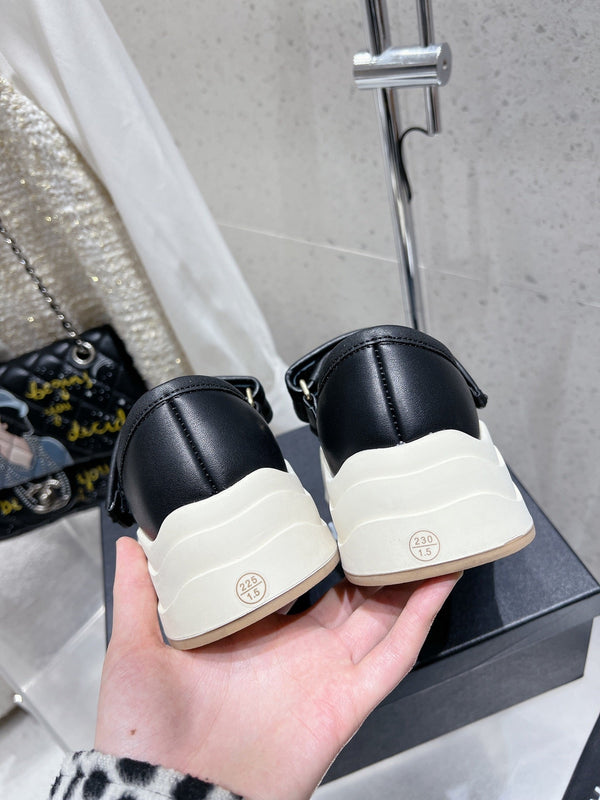 CC 26s Mary Jane Loafers Black White Lambskin 762894