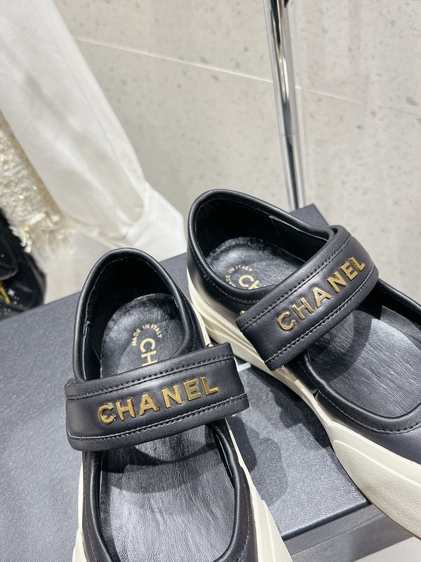 CC 26s Mary Jane Loafers Black White Lambskin 762894