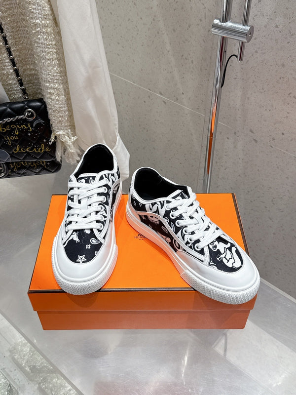 HM Get Sneaker Black mix White Denim and Calfskin 204764