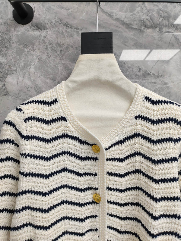 Celine 25 Striped Suit White Black Wool Polyester 278762