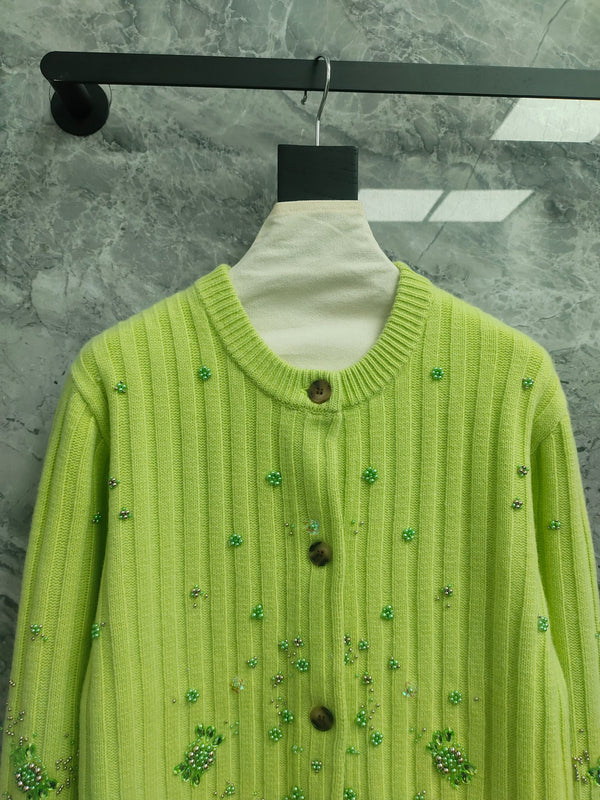 Gucci Cardigan Green Wool Cashmere 289093