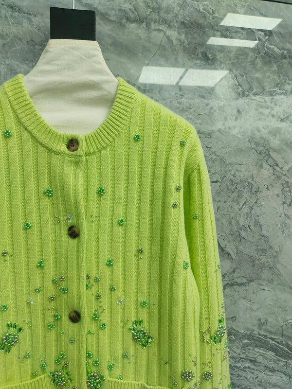 Gucci Cardigan Green Wool Cashmere 289093