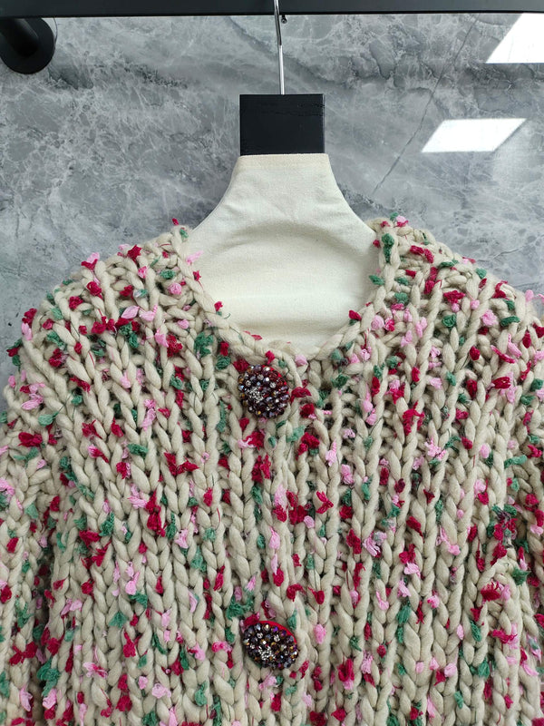 Chanel 2025 Cardigan Multicolore en Cachemire Crocheté à la Main 327002