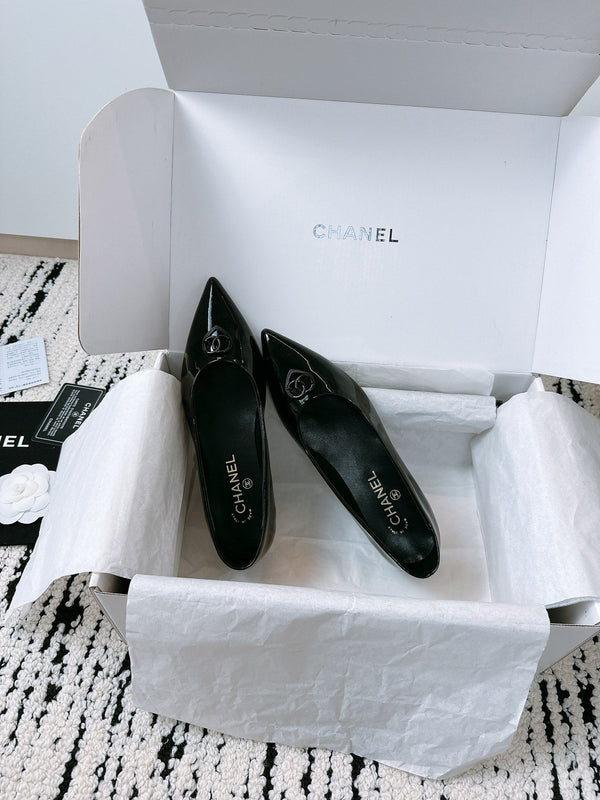 CC Ballet Flats In Black Glossy Lambskin 144667
