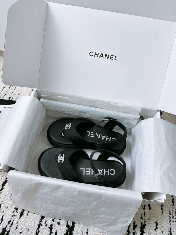 CC Sandals In Black Denim Fabric 144524