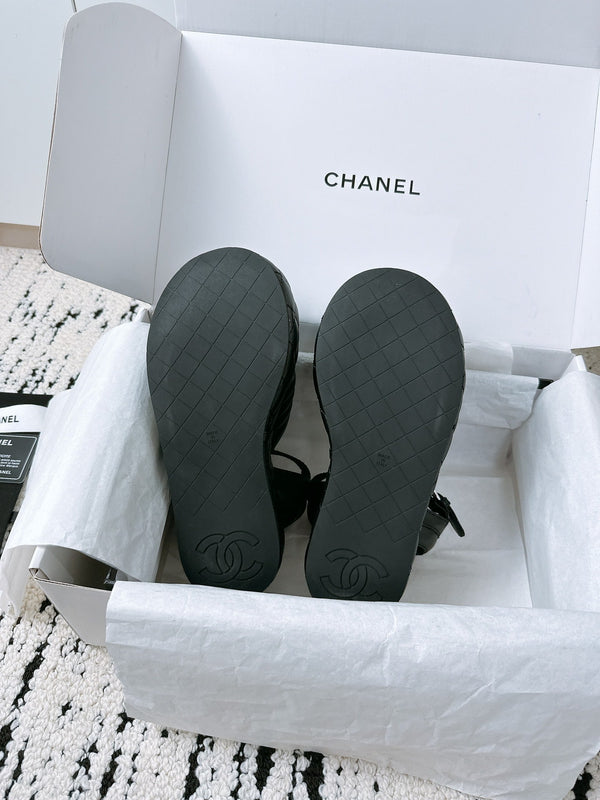 CC Sandals In Black Denim Fabric 144524