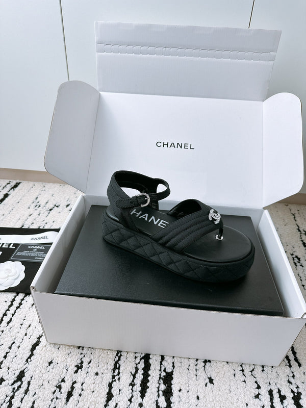 CC Sandals In Black Denim Fabric 144524