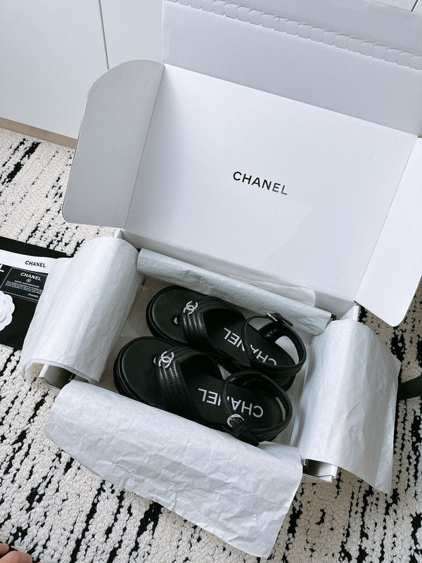 CC Sandals In Black Lambskin 144528