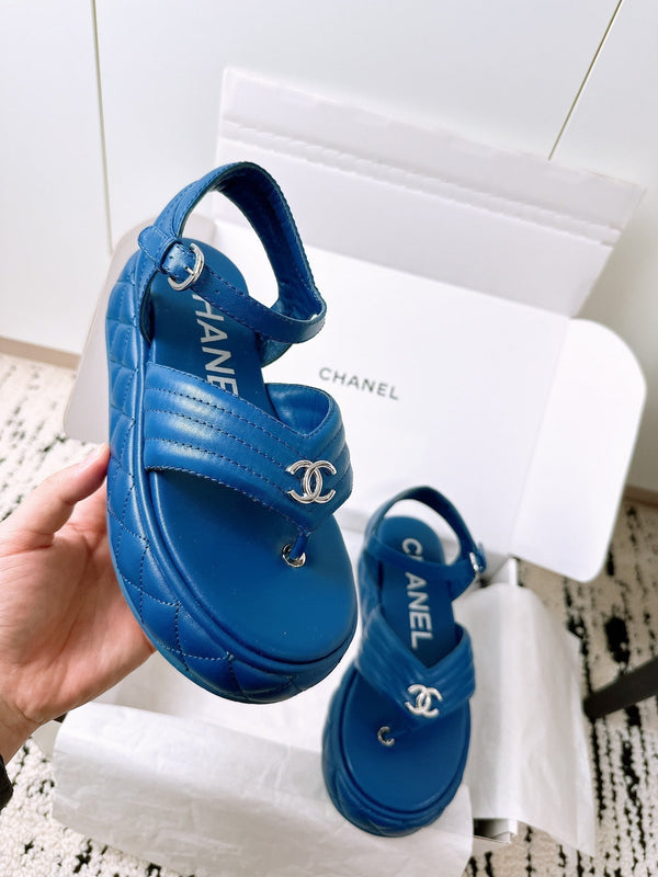 CC Sandals In Blue Lambskin 144532