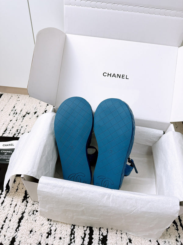 CC Sandals In Blue Lambskin 144532