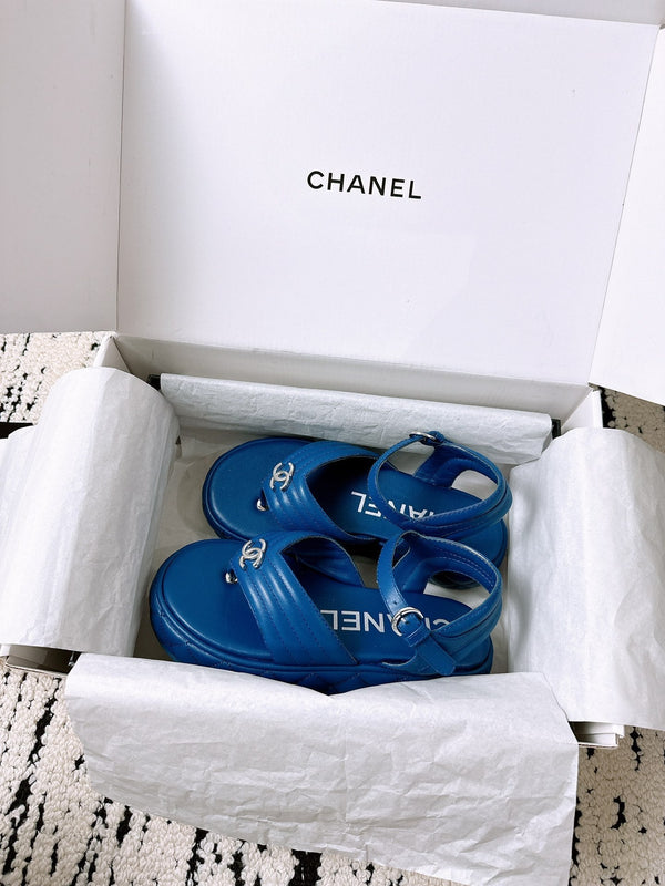 CC Sandals In Blue Lambskin 144532