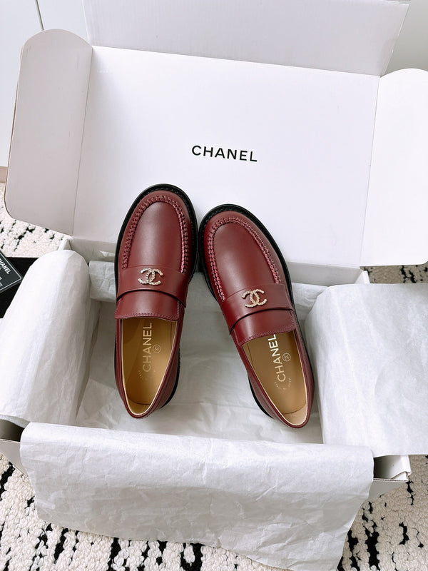 CC Moccasins In Brown Red Lambskin 144538