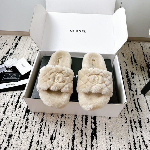 CC 25s Slippers 50mm Beige Wool 433605