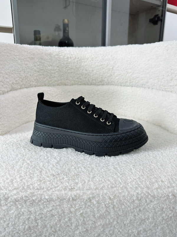 Baskets à plateforme CC Caoutchouc Coton Noir 696673