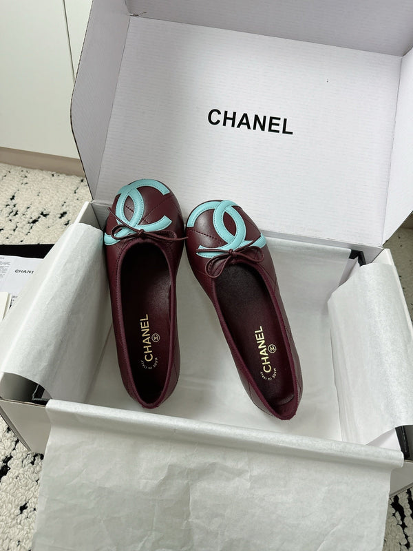 CC 26s Coco Beach Ballet Flats Chocolate Quited Lambskin 741170